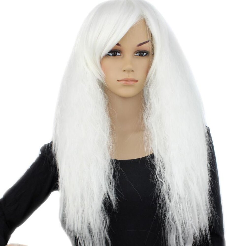 White kinky synthetic wig